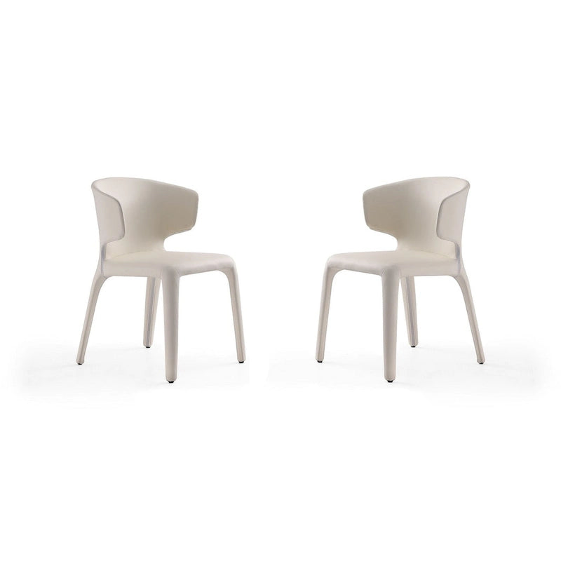 Chaise de salle à manger Conrad en similicuir crème