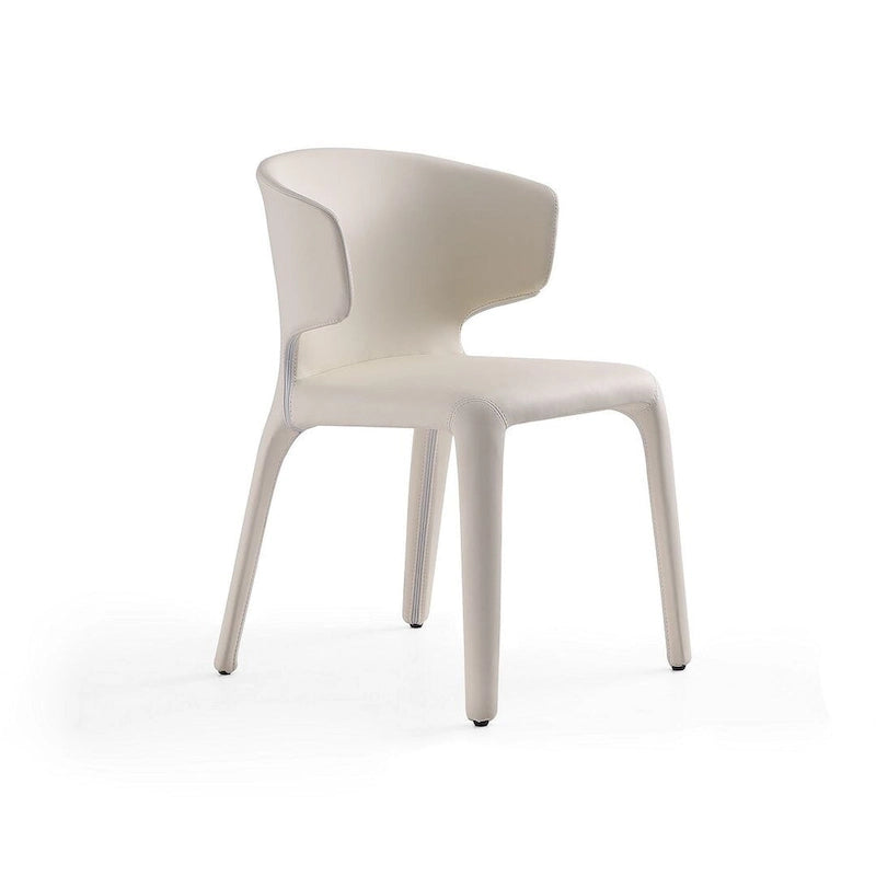 Chaise de salle à manger Conrad en similicuir crème