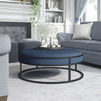Pouf rond contemporain en tissu Chista avec coussin