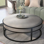 Pouf rond contemporain en tissu Chista avec coussin