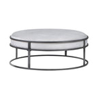 Pouf rond contemporain en tissu Chista avec coussin
