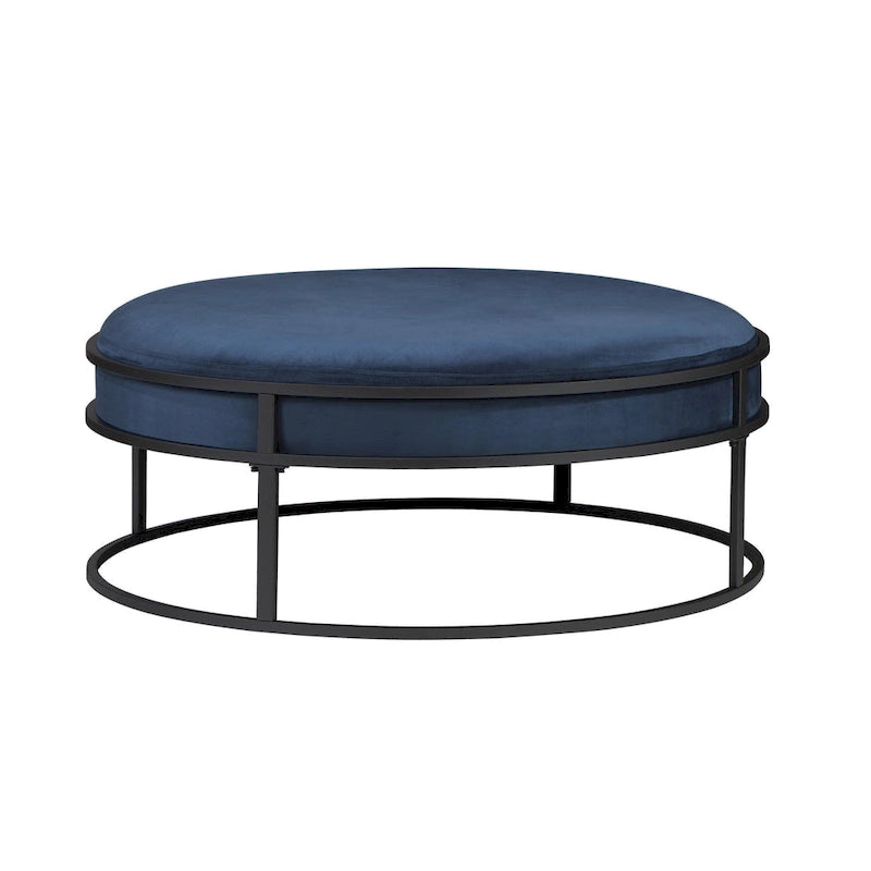 Pouf rond contemporain en tissu Chista avec coussin