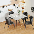 Table de salle à manger carrée 4 places en pierre frittée moderne à effet marbre