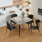 Table de salle à manger carrée 4 places en pierre frittée moderne à effet marbre