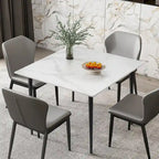 Table de salle à manger carrée 4 places en pierre frittée moderne à effet marbre