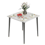 Table de salle à manger carrée 4 places en pierre frittée moderne à effet marbre