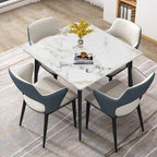 Table de salle à manger carrée 4 places en pierre frittée moderne à effet marbre