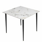 Table de salle à manger carrée 4 places en pierre frittée moderne à effet marbre