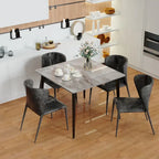 Table de salle à manger carrée 4 places en pierre frittée moderne à effet marbre