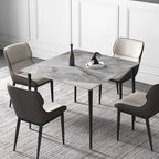 Table de salle à manger carrée 4 places en pierre frittée moderne à effet marbre