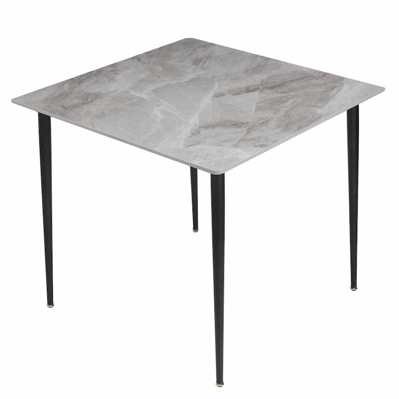 Table de salle à manger carrée 4 places en pierre frittée moderne à effet marbre