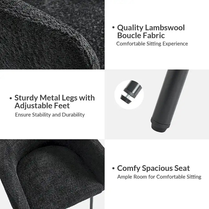 Chaise de salle à manger Amos Modern Boucle avec pieds réglables