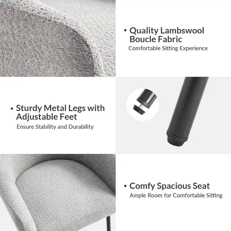 Chaise de salle à manger Amos Modern Boucle avec pieds réglables