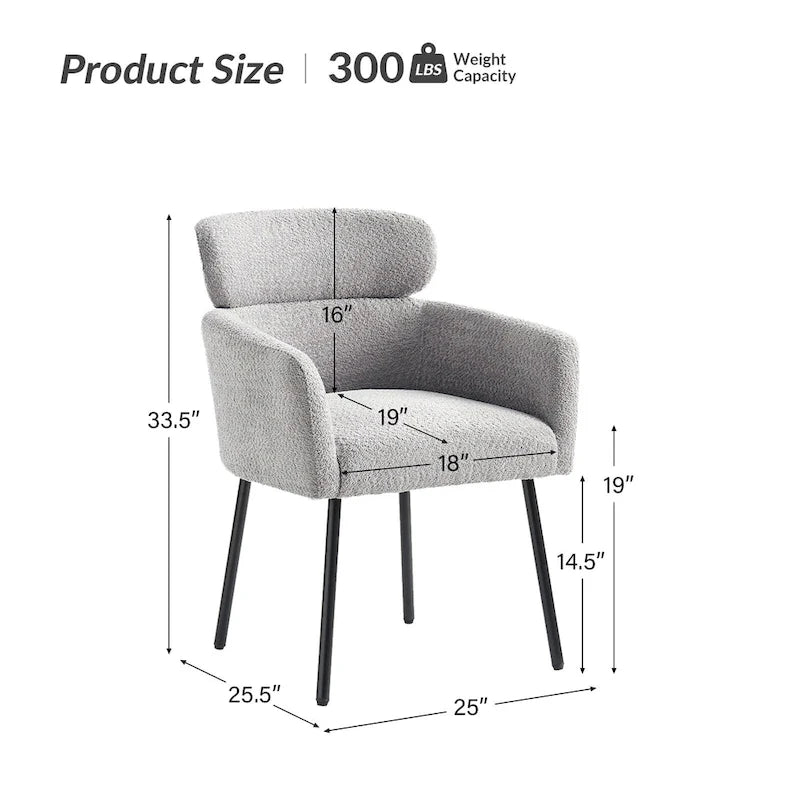 Chaise de salle à manger Amos Modern Boucle avec pieds réglables