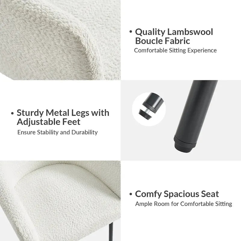 Chaise de salle à manger Amos Modern Boucle avec pieds réglables