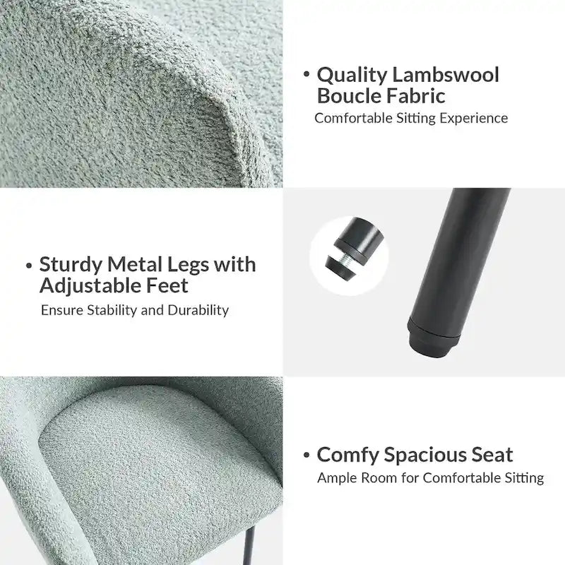 Chaise de salle à manger Amos Modern Boucle avec pieds réglables