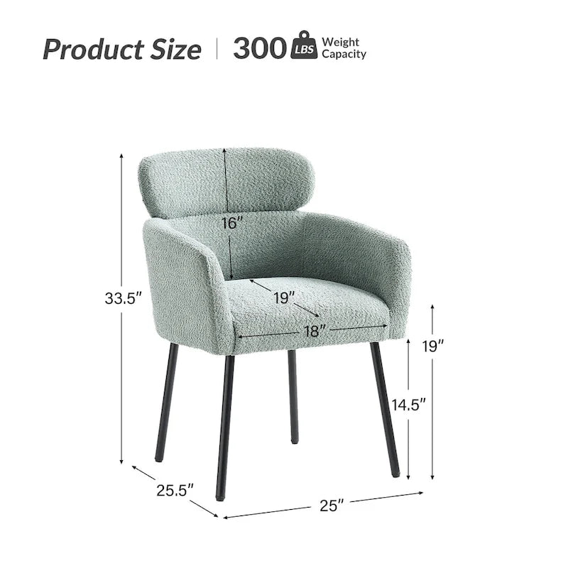 Chaise de salle à manger Amos Modern Boucle avec pieds réglables