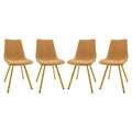 Chaise de salle à manger Markley en cuir avec pieds en métal doré Chaise d'appoint moderne