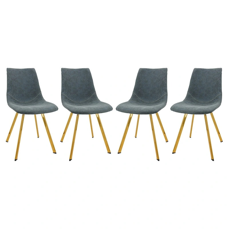 Chaise de salle à manger Markley en cuir avec pieds en métal doré Chaise d'appoint moderne