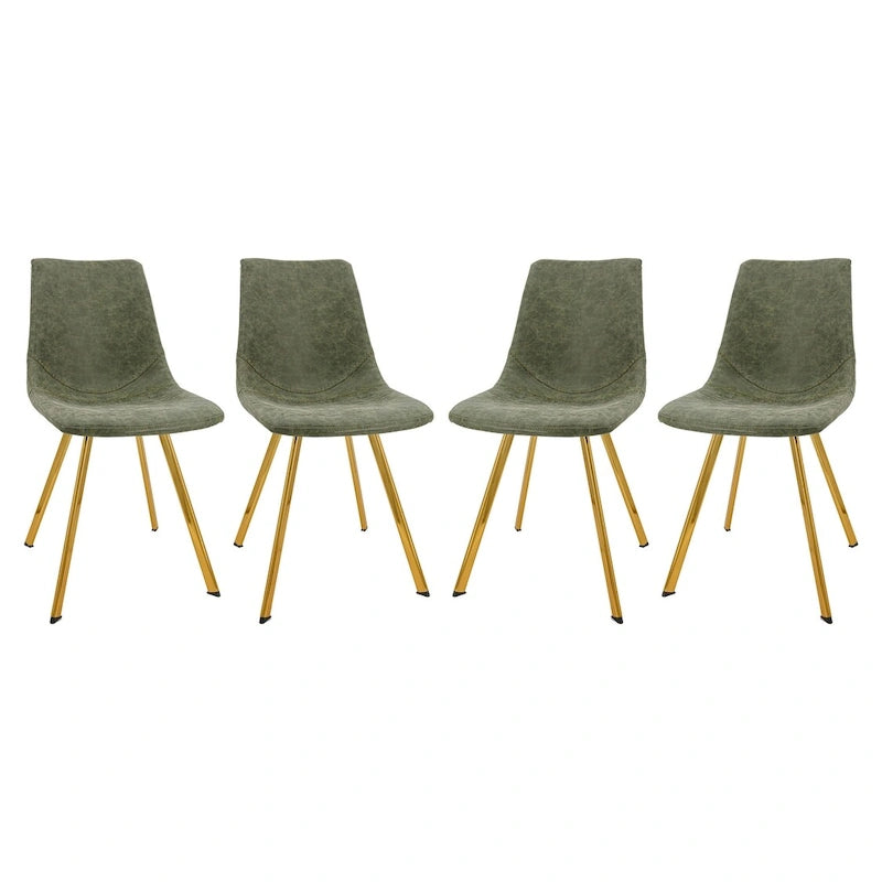 Chaise de salle à manger Markley en cuir avec pieds en métal doré Chaise d'appoint moderne