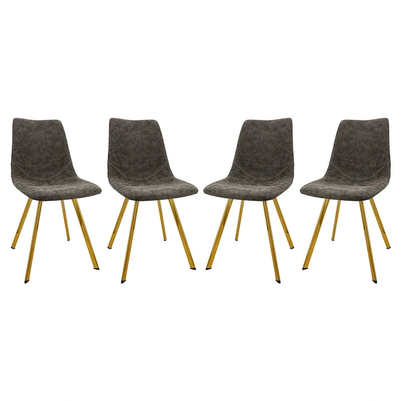 Chaise de salle à manger Markley en cuir avec pieds en métal doré Chaise d'appoint moderne