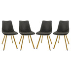 Chaise de salle à manger Markley en cuir avec pieds en métal doré Chaise d'appoint moderne