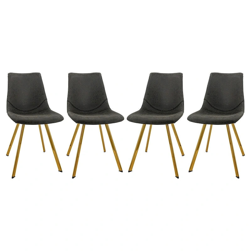Chaise de salle à manger Markley en cuir avec pieds en métal doré Chaise d'appoint moderne