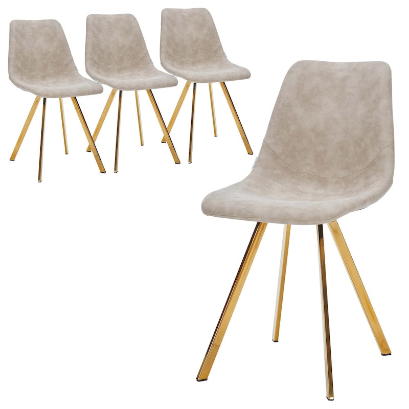 Chaise de salle à manger Markley en cuir avec pieds en métal doré Chaise d'appoint moderne