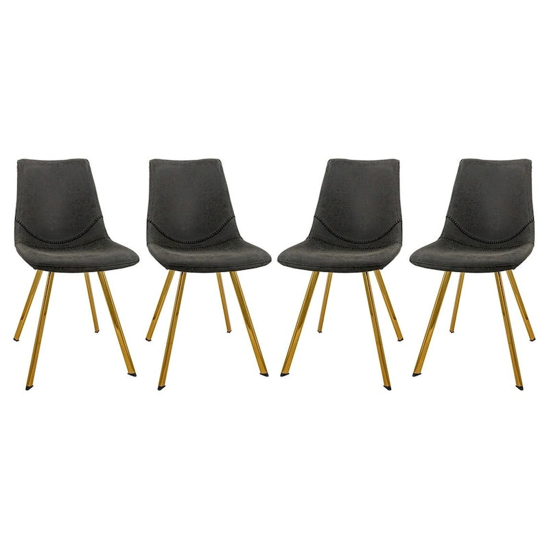 Chaise de salle à manger Markley en cuir avec pieds en métal doré Chaise d'appoint moderne