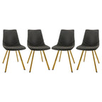 Chaise de salle à manger Markley en cuir avec pieds en métal doré Chaise d'appoint moderne