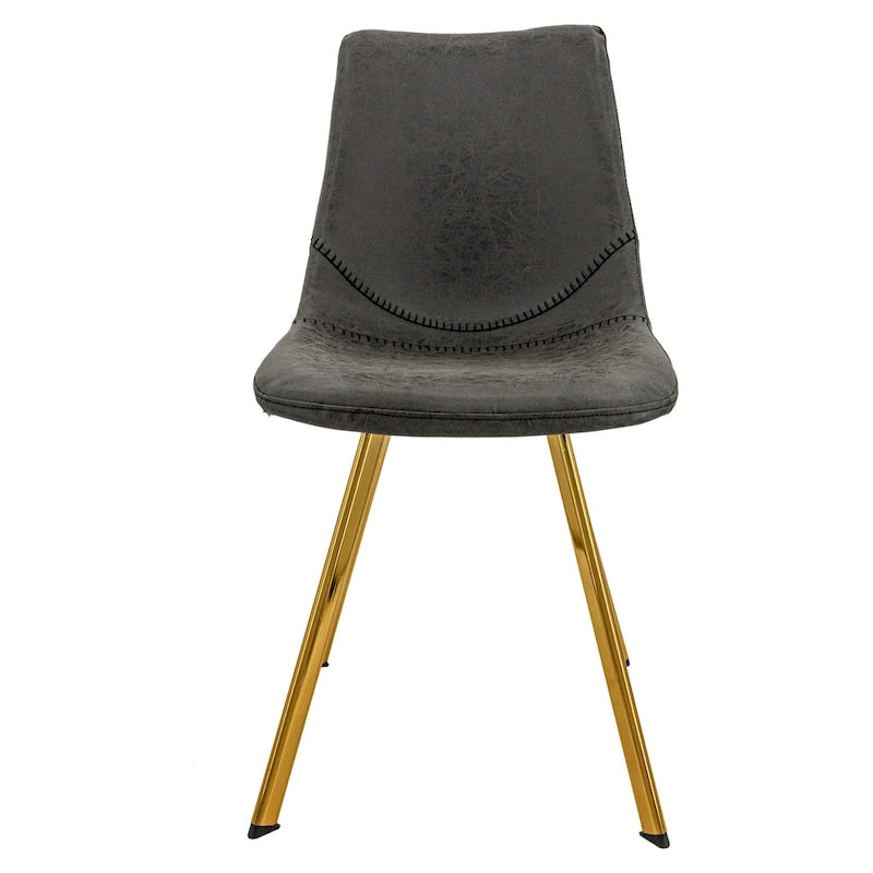 Chaise de salle à manger Markley en cuir avec pieds en métal doré Chaise d'appoint moderne