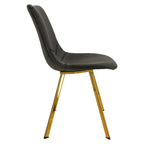 Chaise de salle à manger Markley en cuir avec pieds en métal doré Chaise d'appoint moderne