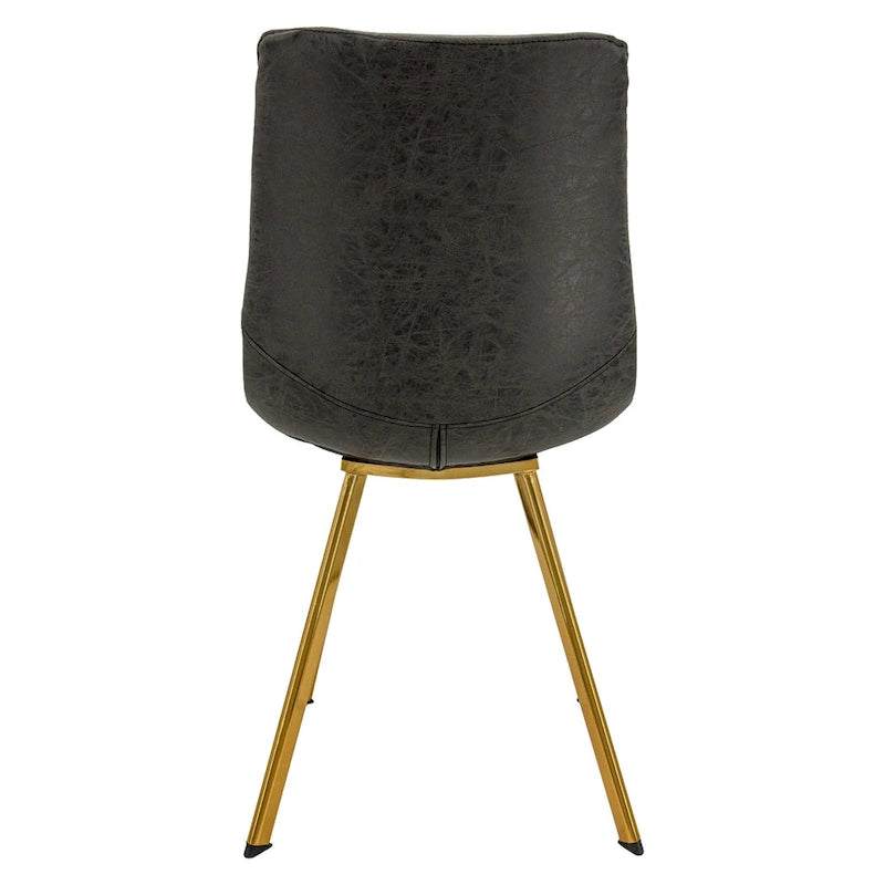 Chaise de salle à manger Markley en cuir avec pieds en métal doré Chaise d'appoint moderne