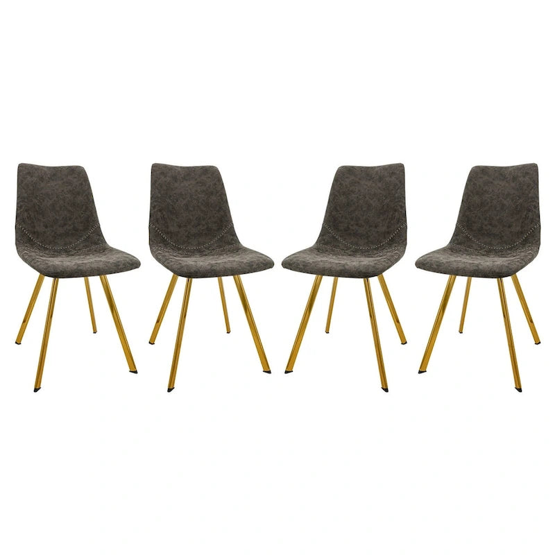 Chaise de salle à manger Markley en cuir avec pieds en métal doré Chaise d'appoint moderne