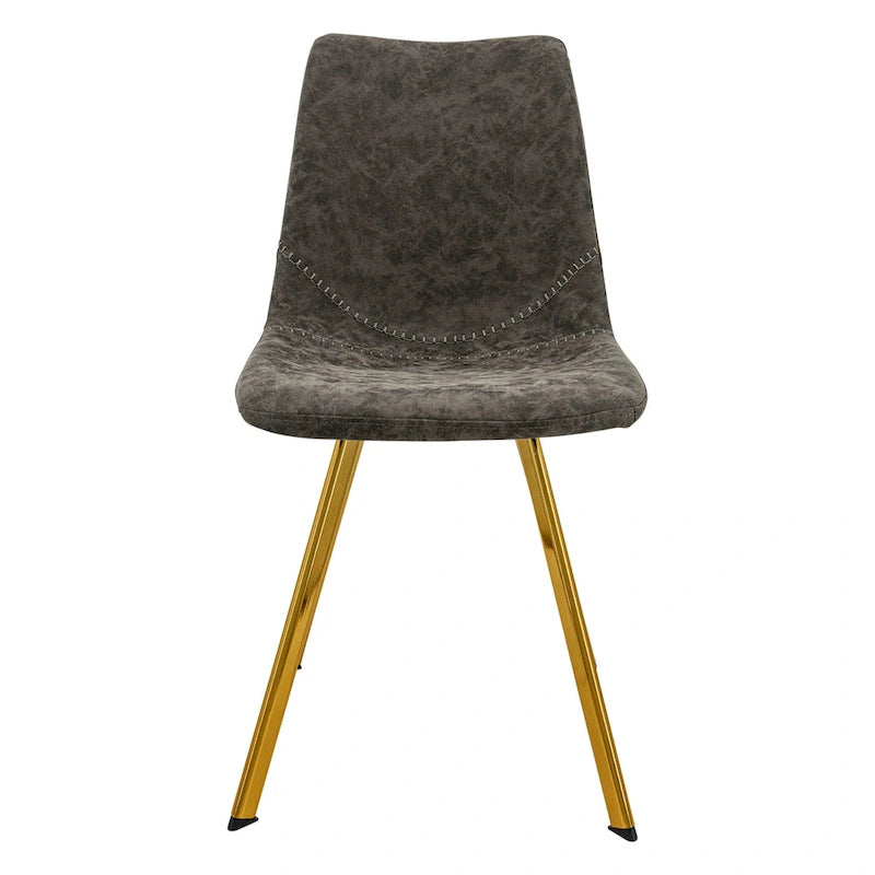 Chaise de salle à manger Markley en cuir avec pieds en métal doré Chaise d'appoint moderne