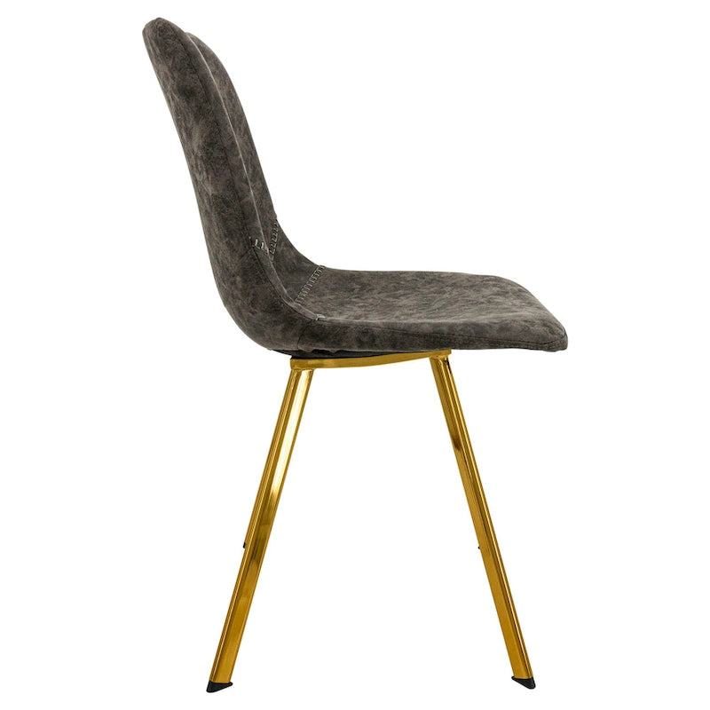 Chaise de salle à manger Markley en cuir avec pieds en métal doré Chaise d'appoint moderne