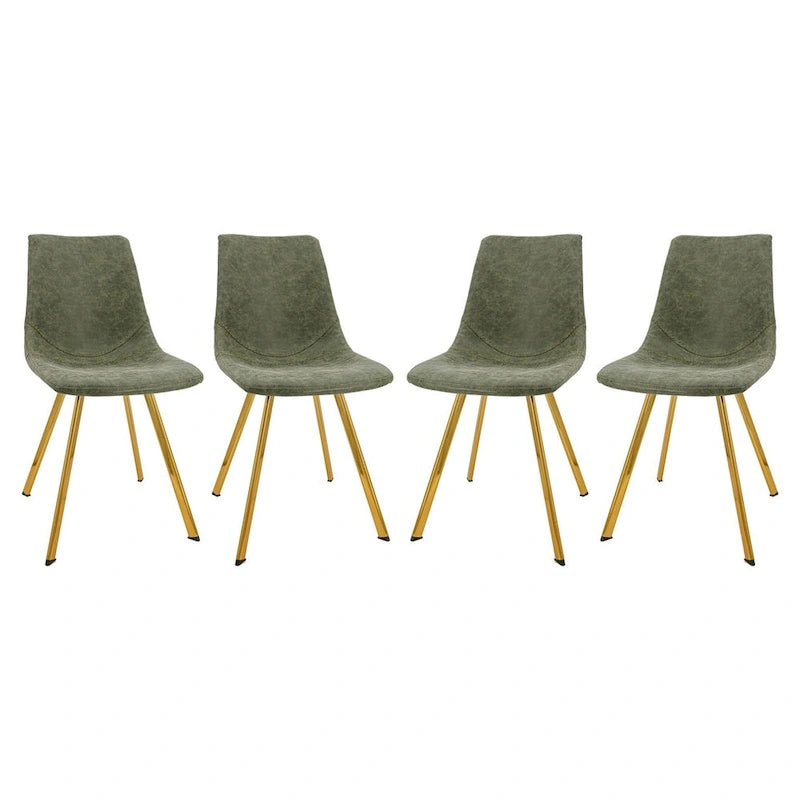 Chaise de salle à manger Markley en cuir avec pieds en métal doré Chaise d'appoint moderne