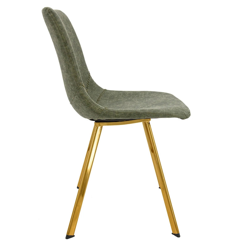 Chaise de salle à manger Markley en cuir avec pieds en métal doré Chaise d'appoint moderne