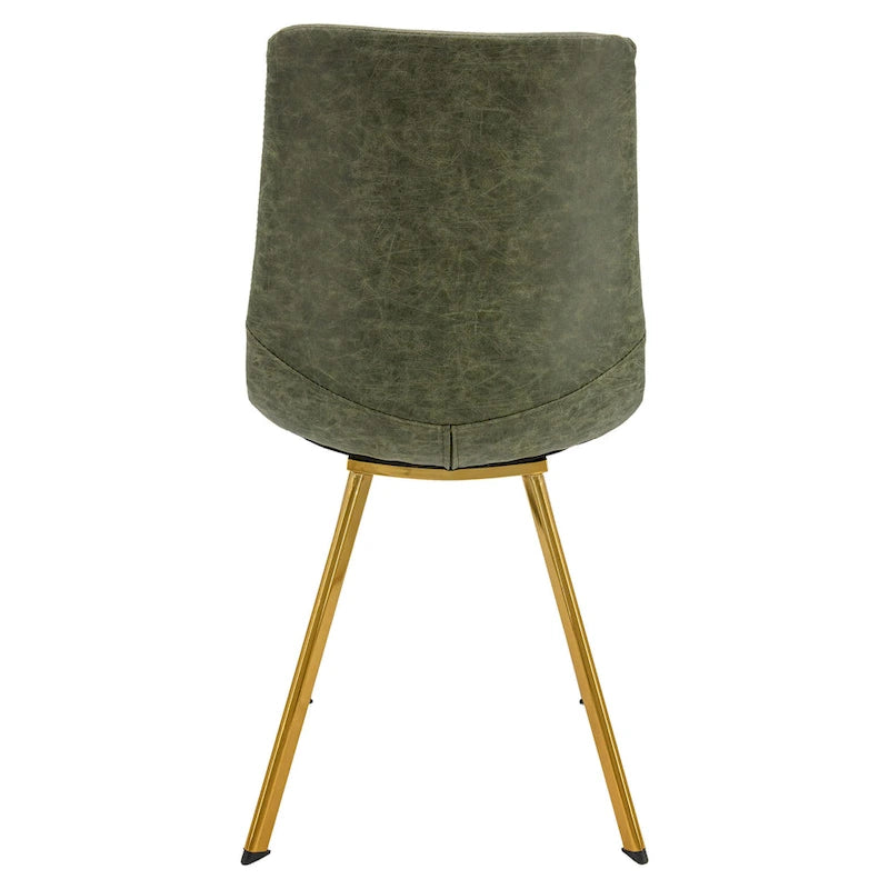 Chaise de salle à manger Markley en cuir avec pieds en métal doré Chaise d'appoint moderne