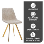 Chaise de salle à manger Markley en cuir avec pieds en métal doré Chaise d'appoint moderne