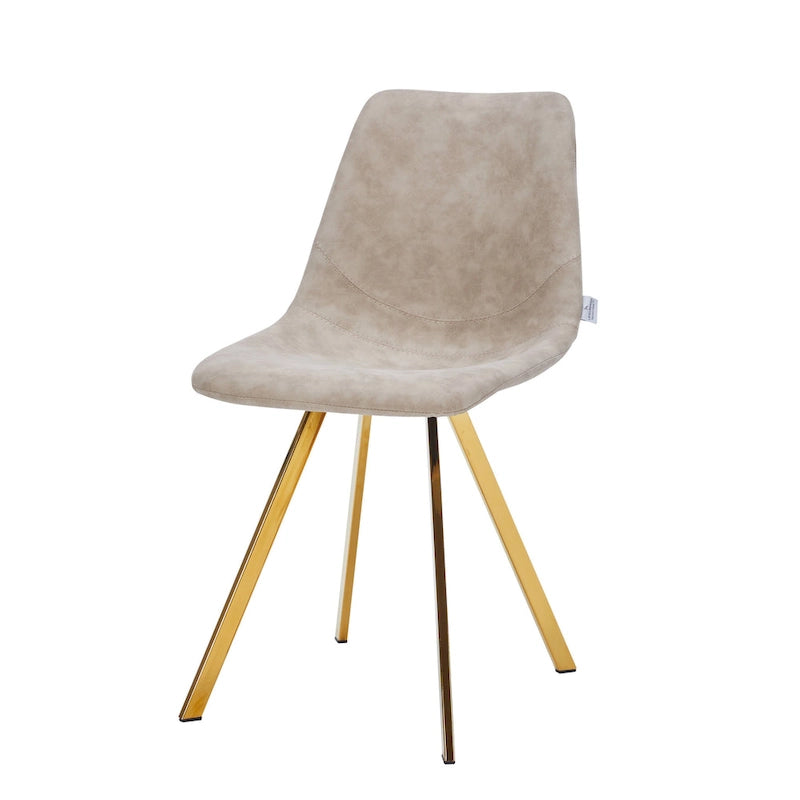 Chaise de salle à manger Markley en cuir avec pieds en métal doré Chaise d'appoint moderne