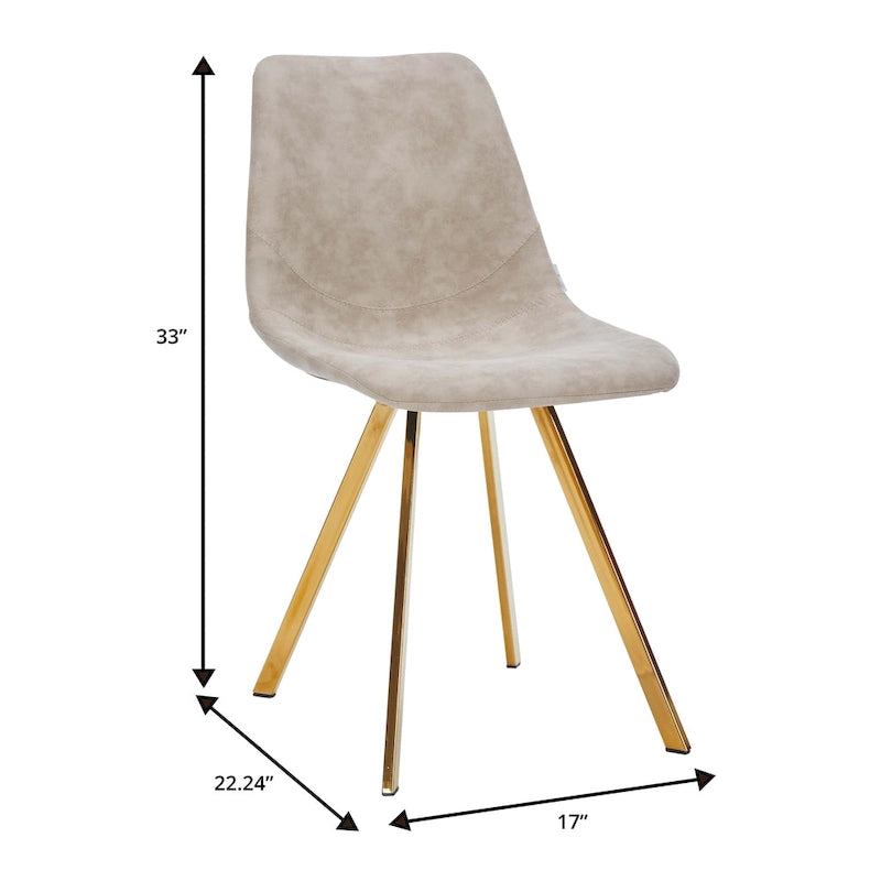 Chaise de salle à manger Markley en cuir avec pieds en métal doré Chaise d'appoint moderne