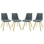 Chaise de salle à manger Markley en cuir avec pieds en métal doré Chaise d'appoint moderne