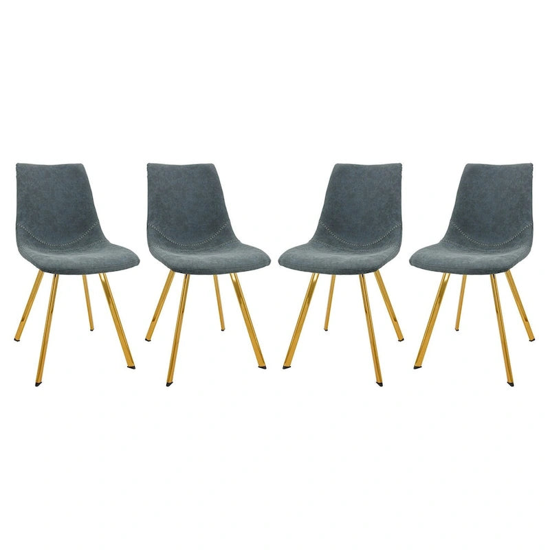 Chaise de salle à manger Markley en cuir avec pieds en métal doré Chaise d'appoint moderne
