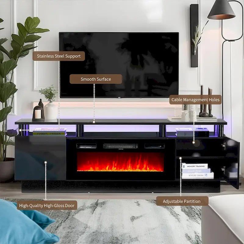 Meuble TV 70 po avec foyer électrique 36 po