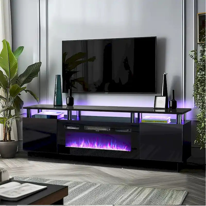 Meuble TV 70 po avec foyer électrique 36 po