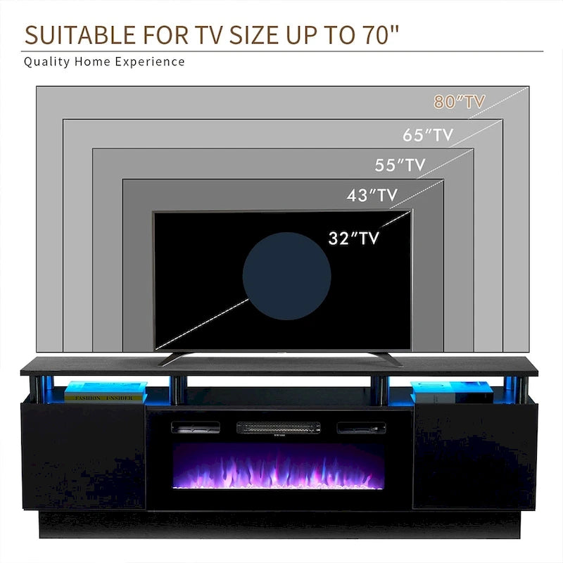 Meuble TV 70 po avec foyer électrique 36 po