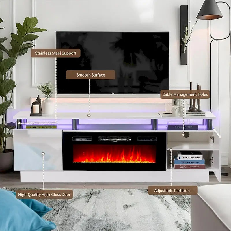 Meuble TV 70 po avec foyer électrique 36 po