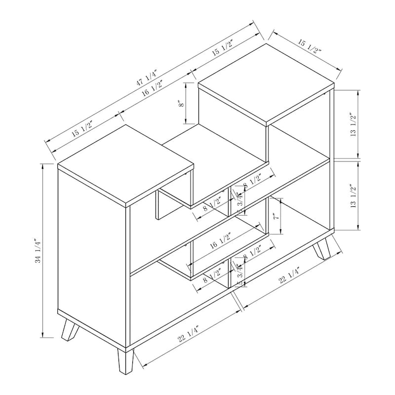 Console de rangement Austy Modern à 6 étagères, 47 po