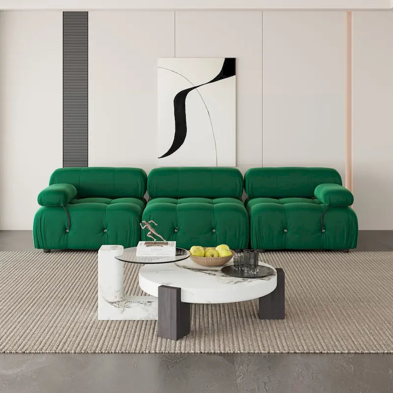 Canapé d'angle moderne en tissu velours